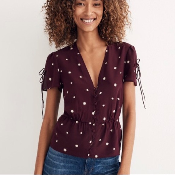 Madewell Tops - Madewell Belle Star Pattern Silk Blouse Top